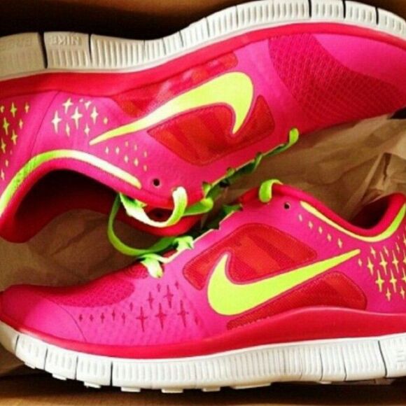 NIKE Free Run+ 3 Fireberry Pink Volt Green 510643-601 9.5 US 41 EUR NEW - Picture 3 of 3